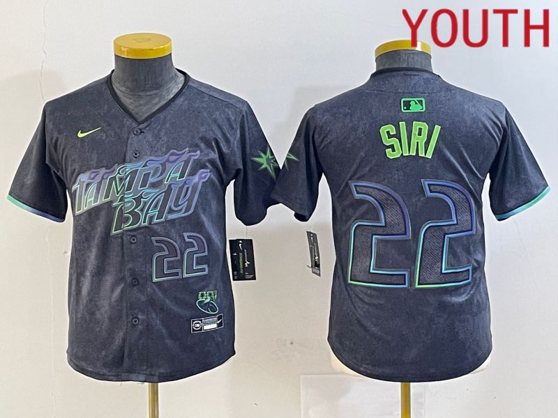 Youth Tampa Bay Rays #22 Siri Black City Edition Nike 2024 MLB Jersey style 1